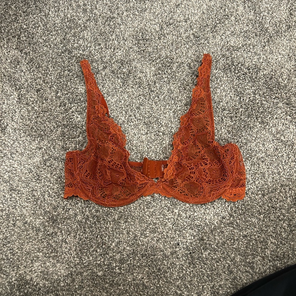 Lace Underwire Bra in Rust Orange